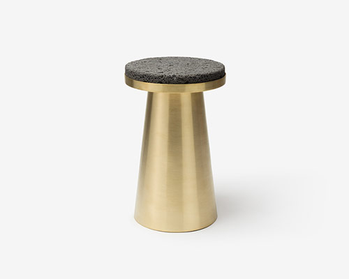 jeonghwa seo inserts textured materials into conical furniture