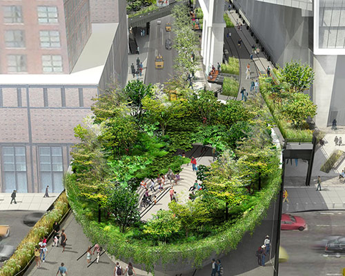 immersive green bowl proposed for the high line's final phase