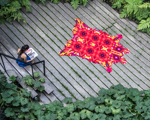 huichol rug by elissa medina is influenced by mexican folk art