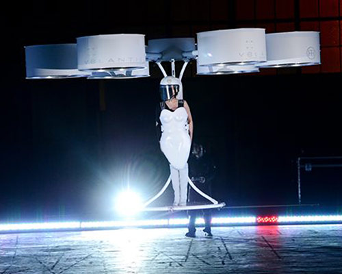 lady gaga debuts volantis high-tech flying dress