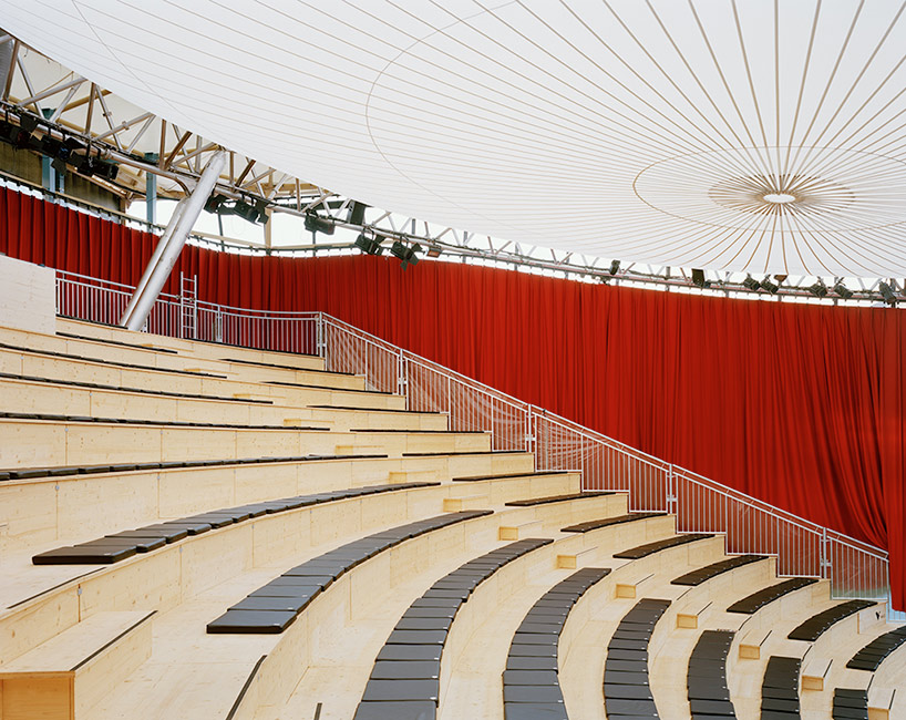 luna by alice studio hovers over an outdoor theater
