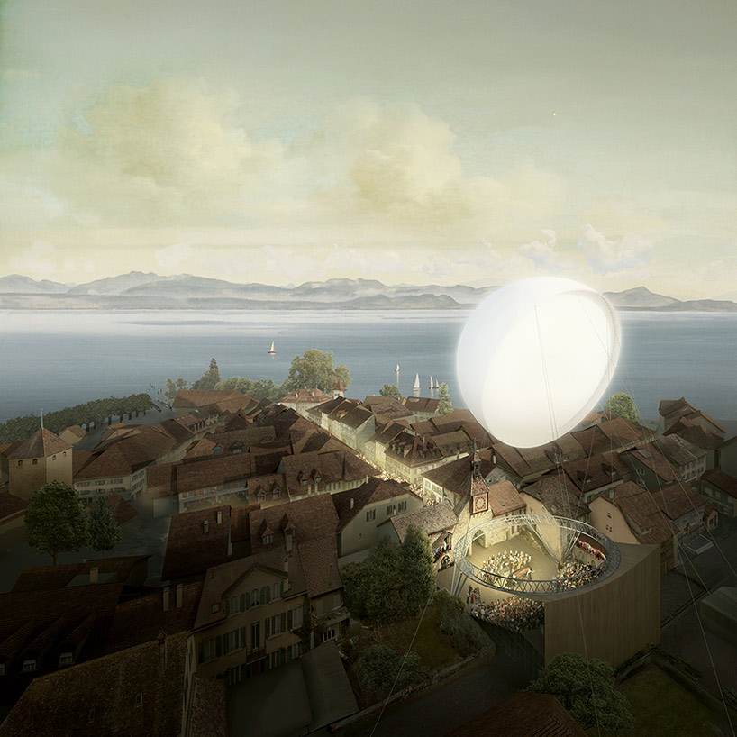 luna by alice studio hovers over an outdoor theater