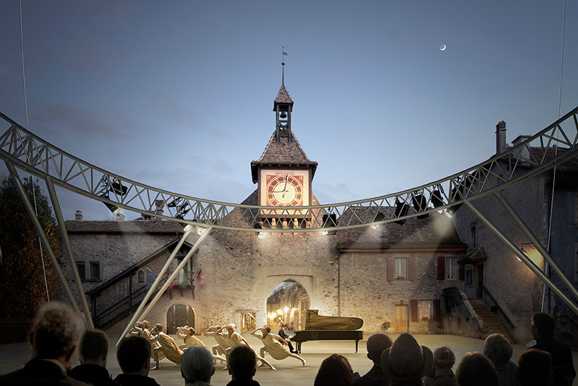 luna by alice studio hovers over an outdoor theater