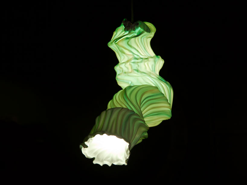 pieke bergmans blows PVC plastic to form ghostly vapor lights