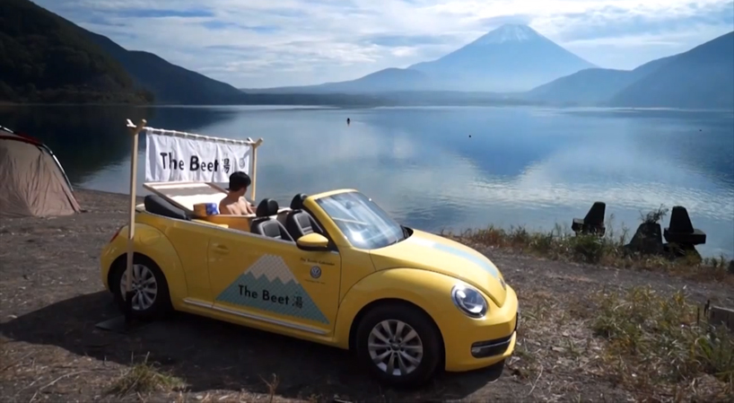 volkswagen japan transforms beetle into open-air jacuzzi