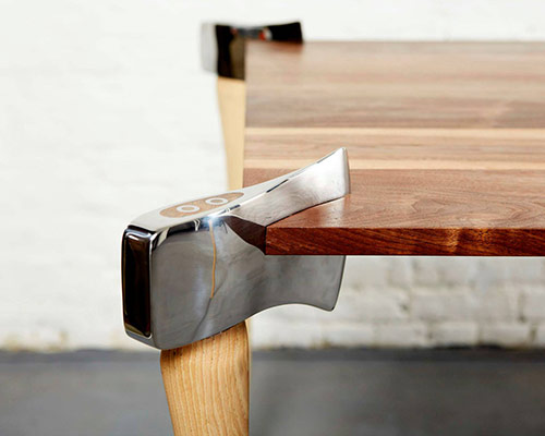 woodsman axe table by duffy london chops through the surface