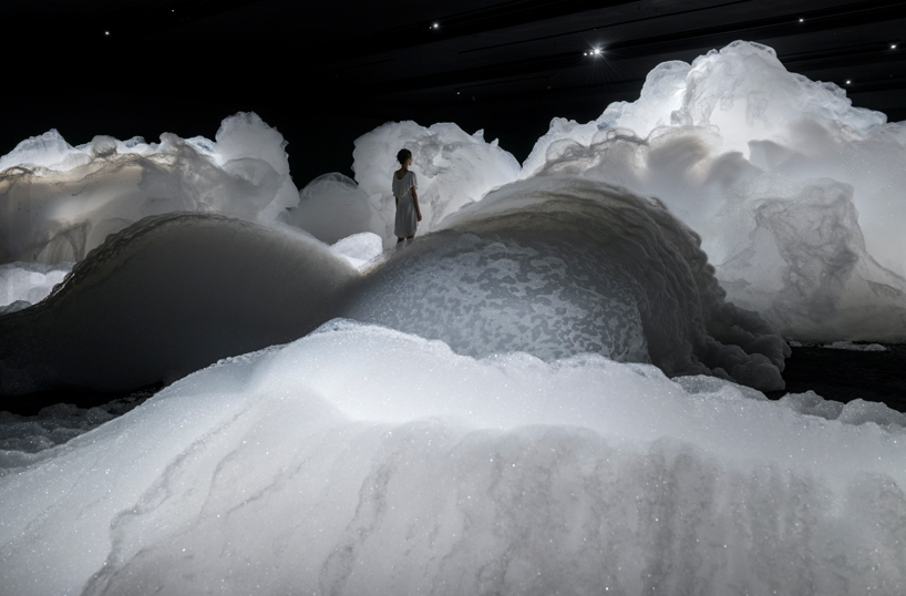 kohei nawa forms a cloud-like landscape made of foam