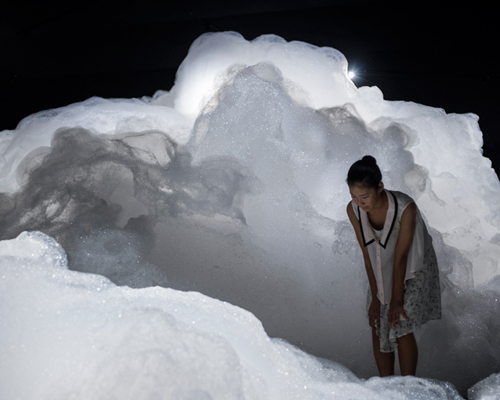 kohei nawa forms a cloud-like landscape made of foam