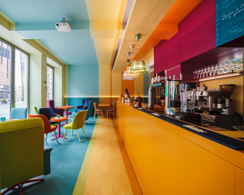 kolorama + bloogarden colorfully highlight cafein bistro interior