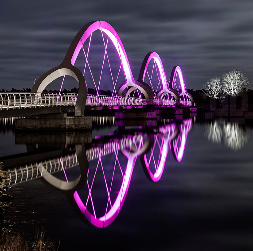 ljusarkitektur illuminates glowing solvesborg bridge in sweden