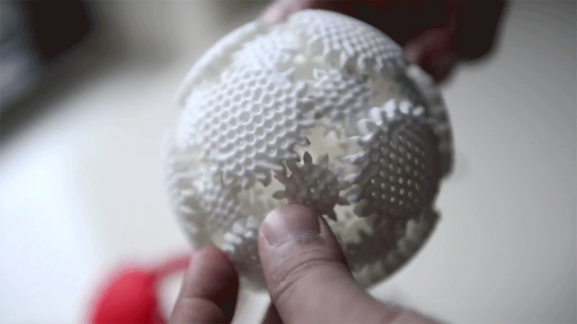 mechaneu v1 3D printed spherical gear system kinetic sculpture
