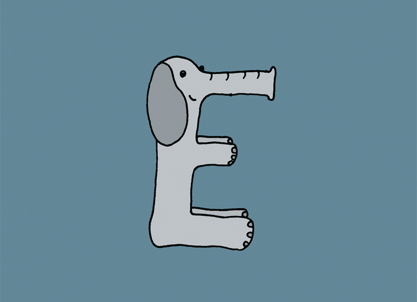 mirko humbert draws elephant alphabet in elefont typography