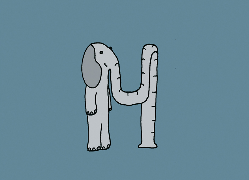 mirko humbert draws elephant alphabet in elefont typography