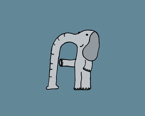 mirko humbert draws elephant alphabet in elefont typography