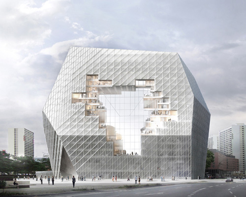ole scheeren proposes collaborative cloud for axel springer HQ