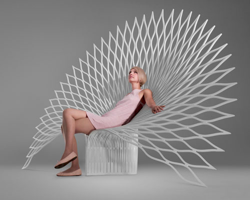 uufie fans peacock chair from a single sheet of Corian®