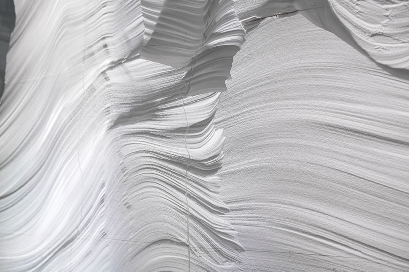 kwangho lee carves foam for EPS grotto / seoul pavilion project