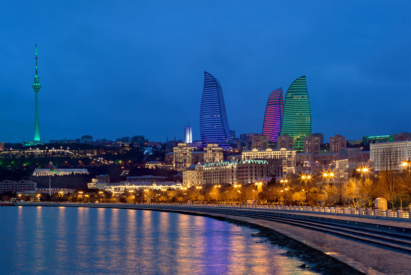flame towers by HOK illuminate baku's historic waterfront