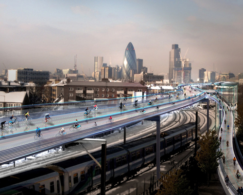 SkyCycle: elevated bike network in london by foster + partners 