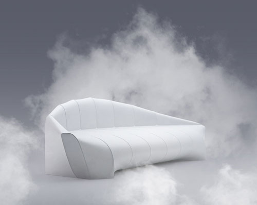 mukomelov mimics aerodynamic blimp form in zeppelin sofa