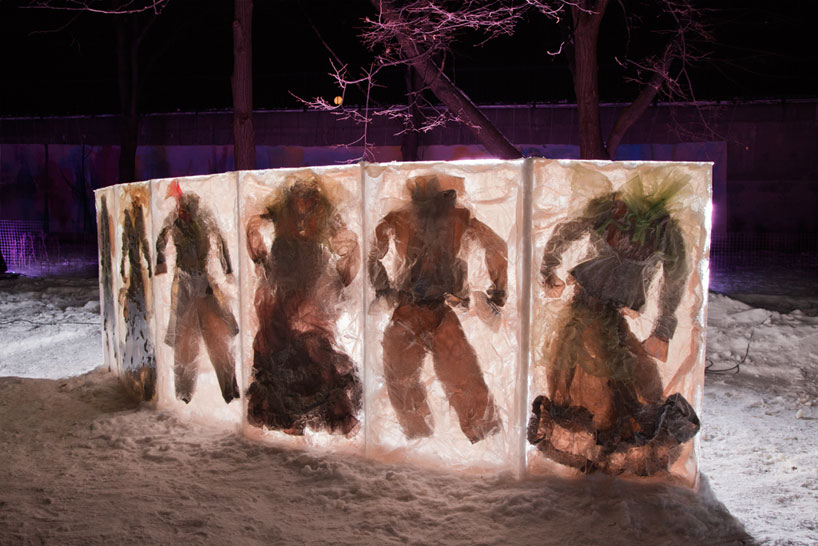 nicole dextras freezes garments in solid blocks of ice