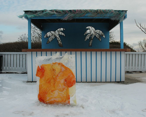 nicole dextras freezes garments in solid blocks of ice