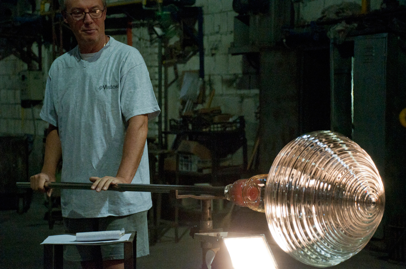 venetian glass lamp by marco acerbis studio mimics refraction and reflection
