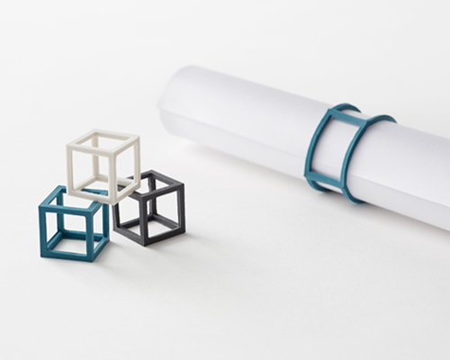 stationery by nendo for by | n features cubic rubber-band