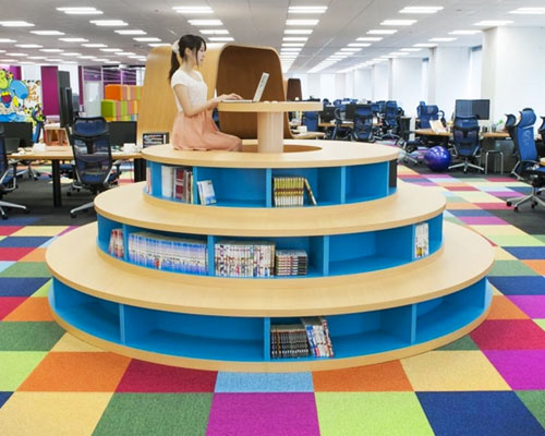 teamlab designs pixiv office with 250m interactive work desk