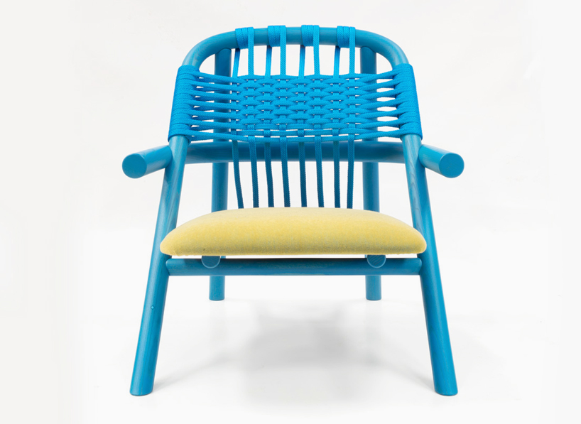 woven UNAM lounge chair by sebastian herkner references pierre jeanneret's furniture