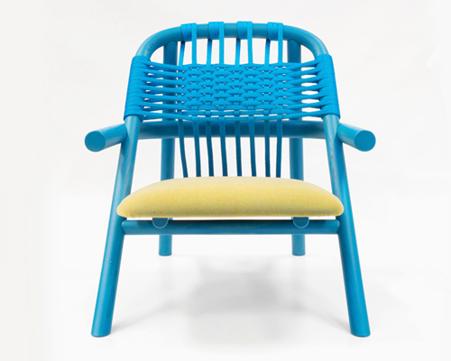 woven UNAM lounge chair by sebastian herkner references pierre jeanneret's furniture