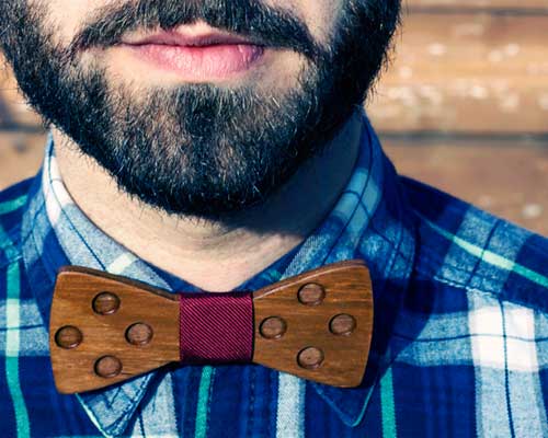 wooden bow ties made from recycled furniture