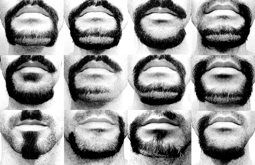 michael allen shaves a font from his face for alphabeard