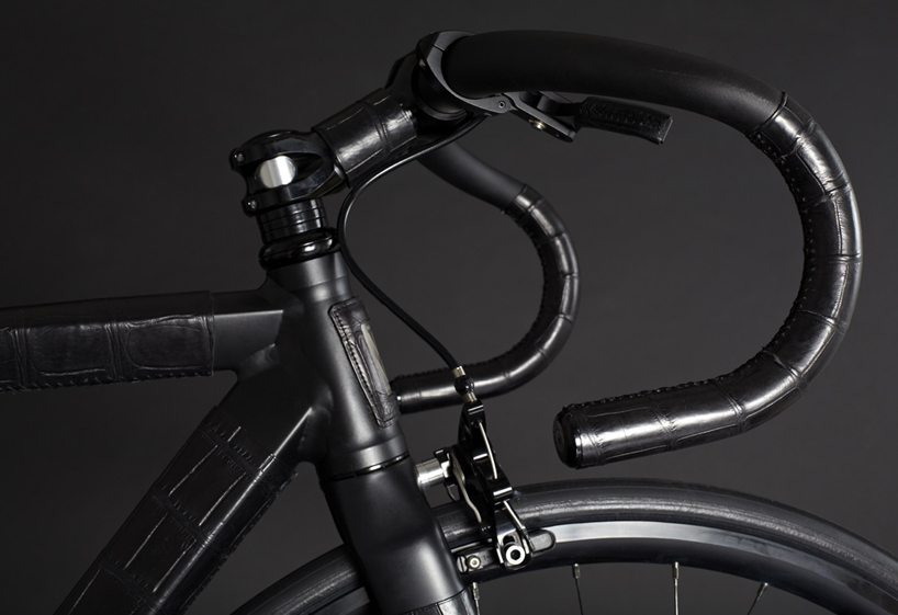 fixed gear bike by WLWC is wrapped in black crocodile skin