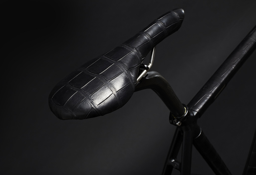 fixed gear bike by WLWC is wrapped in black crocodile skin