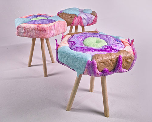 jojo chuang molds flexible foam into hard candy series