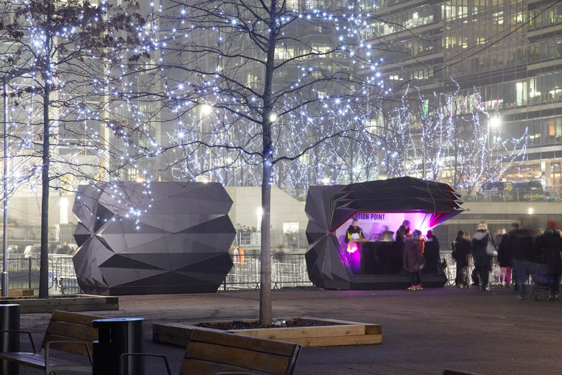 make architects folds prefabricated origami kiosks in london