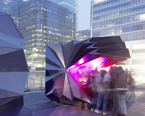 make architects folds prefabricated origami kiosks in london