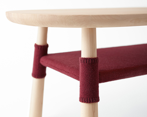 nendo dresses tables for walt disney japan in colored knits