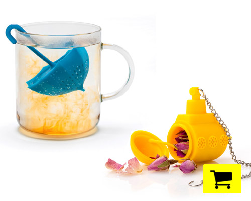 tea-sub and umbrella infusers by OTOTO weather storms in a cup