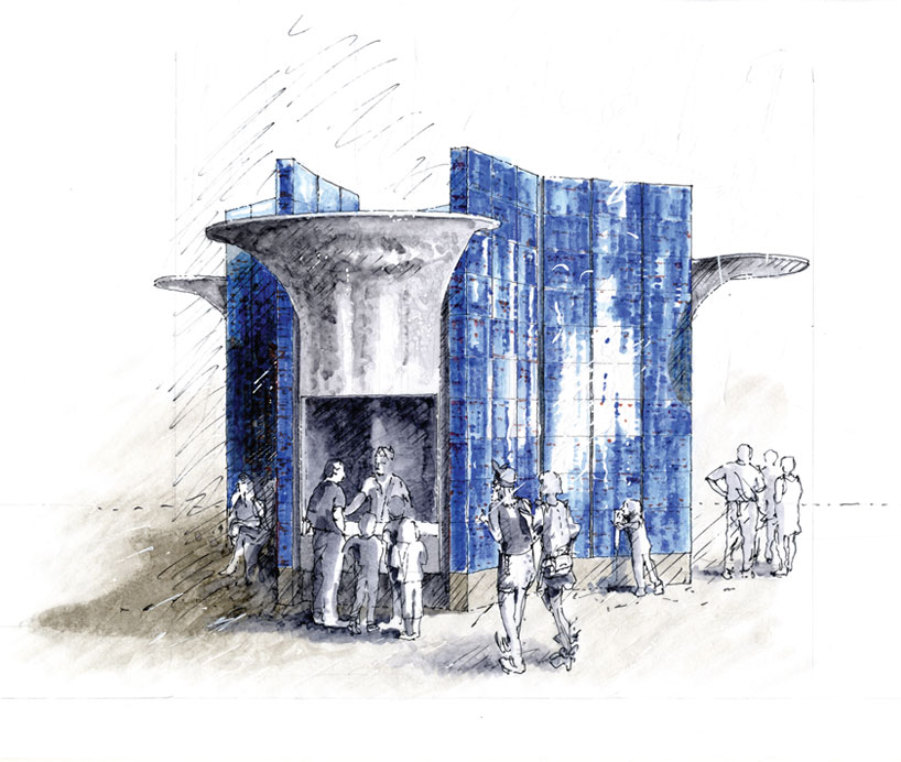 zaha hadid london water fountain kiosk exhibition designboom