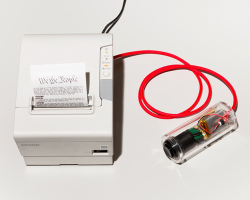 CONSTI2GO receipt printer hacked to produce the US constitution in 6 seconds