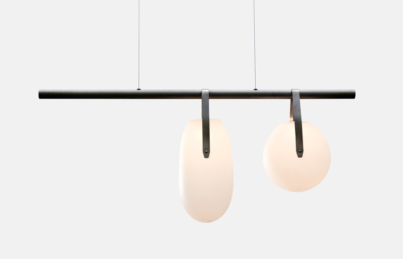 gala LED chandeliers by rich brilliant willing are hand blown with ivory glass