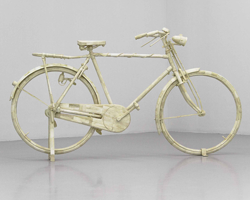 adel abdessemed carves full-scale camel bone bicycle
