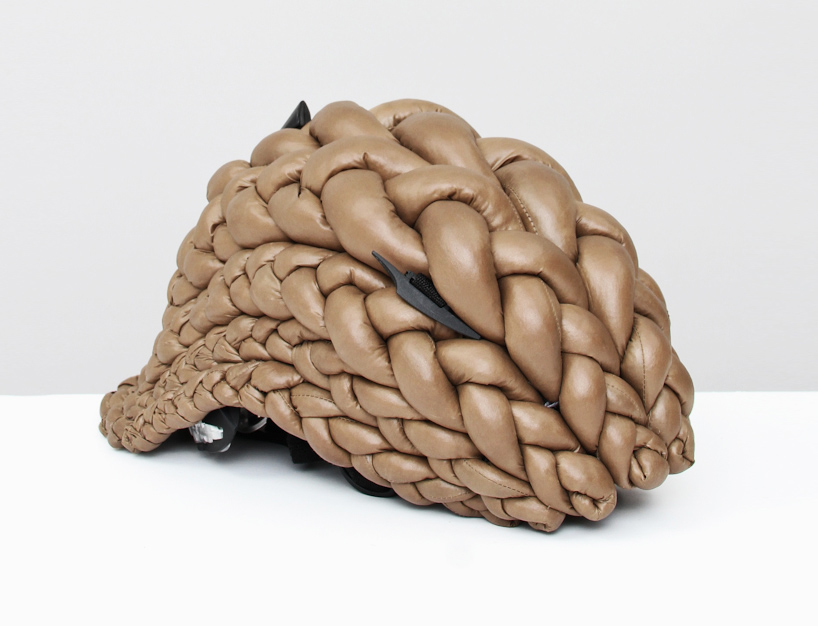 cornrow bike helmet protects the head with cushioned braids