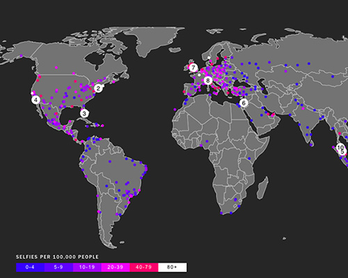 global instagram photos map the selfiest cities in the world