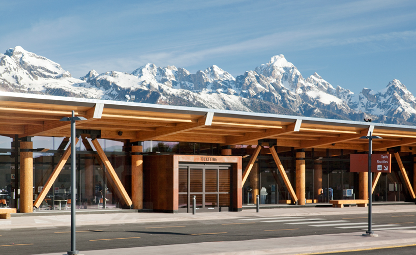 gensler structures jackson hole airport with wood trusses
