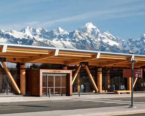 gensler structures jackson hole airport with wood trusses