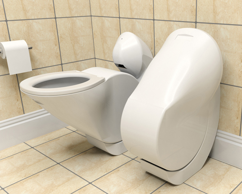 iota folding toilet reduces its size and water consumption 