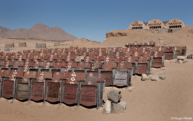 Abandoned movie theater in the middle of the Egyptian desert on the